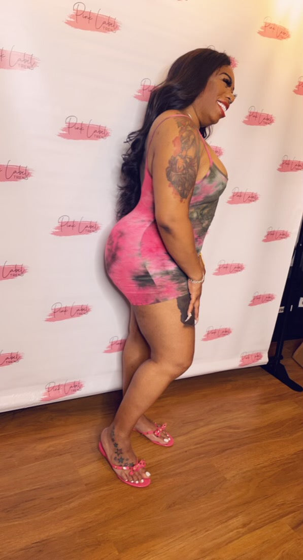 Spaghetti strap tye dye romper (Pink)